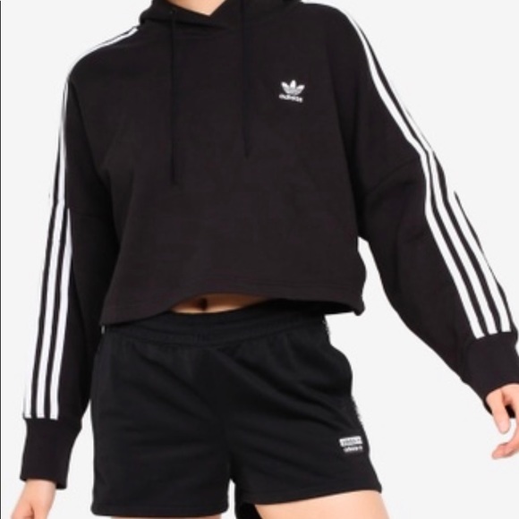 adidas Sweaters - Adidas Cropped Black Hoodie
